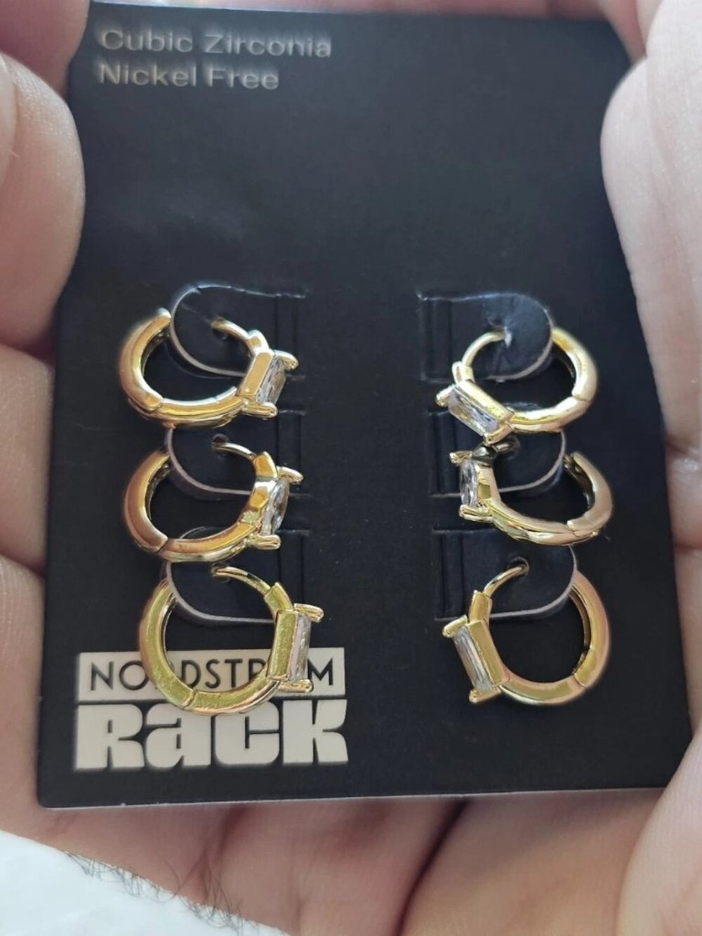 Nordstrom Rack Earrings Set of 3 Small Hoop Loop Gold Tone Fashion Jewelry $45